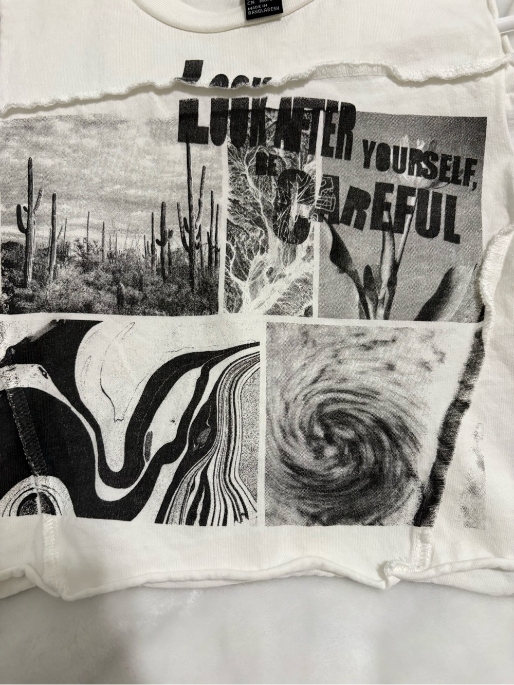 Forever 21 White Graphic Cropped Tank with Black Print - Picture 2 of 3